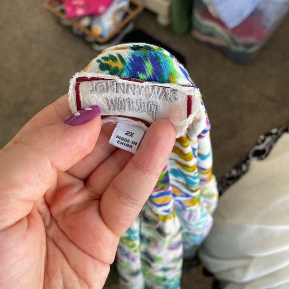 Johnny Was Cotton Ikat Bloom Shirred Yoke Floral Relaxed Drop Shoulder Blouse - Picture 2 of 16